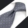 D21 gris lunares para hombre corbata de seda vestido de moda tamaño Extra largo 63quot boda novio novedad corbatas para hombre Hanky3919505288U