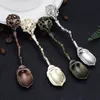 Coffee Scoops Vintage Royal Style Metal Carved Small Spoon Kitchen Dining Bar Flatware Cutlery Mini Dessert Tool Teaspoon 230616