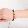 Bracciale con perline in occhio di tigre, fili regolabili da 8 mm per l'equilibrio di guarigione dello yoga, gioielli da uomo e da donna con 7 chakra