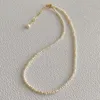 Подвесные ожерелья корейская дизайн натуральный пресноводный жемчужный ожерелье женского короткометражного ключица Королев