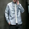 Мужские куртки традиционный китайский костюм мужская парчка из жаккарда тонкая куртка топ ханфу танг одежда кнопка рубашка