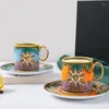 Tazze 2 Set Tazza Da Caffè E Piattino In Porcellana Europea Set Di Tazza Da Latte Da Tè Per La Colazione In Ceramica Vintage Con Bordo In Oro Bicchieri Da Ristorante