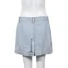 Spódnice vintage kieszeń szczupły dopasowane dżinsy sjirts 2023 Summer punk grunge y2k ubrania kobiety wysoka talia prosta mini spódnica dżinsowa