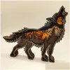 Annan heminredning Wild Wolf Craft 3D Laser Cut Wood Material Gift Art Crafts Forest Animal Table Decoration Statyer Ornament Room Dr Dhbzf