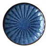 Plates ANTOWALL Deep Blue Ceramic Dinner Plate Western Steak Pasta Dish Restaurant Special Tableware Household Big Flat