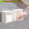 Nieuwe Wandmontage Opbergdoos Punch-gratis Stofdicht Opslag Houder Voor Wattenstaafje Sieraden Multifunctionele Waterdichte Badkamer Organizer