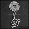 Pendant Necklaces English Alphabet Letters Pendants Cuban Link Chain Necklace Jewelry Heart Drop Delivery Dh2Ji