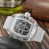 2022 transparent luxe 6 broches montre à quartz lunette transparente hommes montre à quartz hommes designer poignet étanche Reloj Hombre