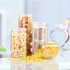 New Kitchen Round Plastic Cookie Jar With Cap Food Candy Spices Transparent Container Refrigerator Multigrain Storage Tank Boxes