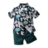 Kleding Sets 3 Stuk 2023 Zomer Baby Jongens Kleding Mode Toevallige Strand Print Korte Mouwen Katoenen Tops Shorts Boutique Kid set BC629