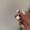 Pendientes de aro de moda Color plata perla de imitación para mujer coreano Irregular geométrico colgante pendiente fiesta joyería regalos 2023