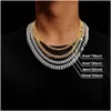 Chains Gold Plated Cuban Link Chain Necklace For Men Durable Stainless Steel Hip Hop Style 4Mm8Mm Widths Drop Delivery Jewelry Neckl Dhx8P