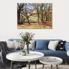 Hand Painted Impressionist Landscape Canvas Art House Behind Trees to Tholonet Paul Cezanne Painting Modern Restaurant Decor