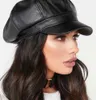 Bérets Automne Hiver PU En Cuir Octogonal Béret Chapeau Femmes Couleur Unie Bérets Casquettes De Baseball Dames Haute Qualité Gavroche Cap Panama Chapeaux Z0616