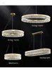 Lustres Cristal Pendentif Lumières Pour Hall Salon Moderne De Luxe Or LED Dimmable Anneau Table À Manger Chambre Cuisine Décor