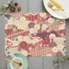 Table Mats Traditional Japanese Pattern Kitchen Placemat Linen Vintage Luxury Dining Pad Bowl Cup Mat Home Decor