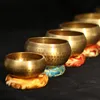 Dekorativa plattor Nepal Handmade Tibet Buddha Sound Bowl Yoga Meditation Chanting Bowl Brass Chime Handicraft Music Therapy Tibetan Singing Bowl 230615