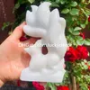Naturalny biały jadeile dziewięcioboiczny Fox Display Figurine Arts Znakomity rzeźbia kwarc Kryształ Kamienna Kamienna Sculpture Parging House House Prezent przynosi szczęście