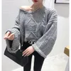 Women's T Shirts EWSFV 2023 Autumn Arrive Women Solid 5-colors Cable-Knit Pullover Knitwear Korean Style Loose Bell Sleeve V-neck Frayed Top