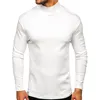 Men's T Shirts Male Autumn And Winter Shirt Mid Neck Round Solid Color Padded Top Long Sleeved Bottoming Blouse