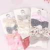 Accessoires cheveux 4 pièces/ensemble lin imprimé pour filles nœud papillon Floral mignon Clips ensemble vague Point épingles à cheveux chapeaux enfants cadeau