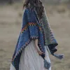 Sarongs Dames Etnische Stijl Winter Poncho Sjaal Vrouwen Reizen Mantel Mode Lange Kwast Dikker Gebreide Warme Cape Sjaal 230615