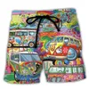 Herren-Bademode, Herren-Bademode, Herren-Boardshorts, Badeshorts, Kordelzug, Netzfutter, elastischer Bund, Auto-Druck, schnell trocknende Shorts, lässig, für den Alltag, 230616