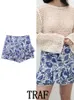 Shorts pour femmes 2023 femmes imprimé couches décoratives mode taille haute Vintage a-ligne jupe printemps été décontracté mince court