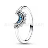 925 Sterling Silver New Fashion Women's Ring New Mermaid Ring Shining Sun Moon Star Ring Suitable for Original Pandora, A Special Gift for Women