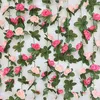 Dekorative Blumen, 2 Stück, künstliche Rosenblüten, florale gefälschte Ranken, 1 Stück 6,56 Fuß Silberdollar-Eukalyptus- und Weidenblätter-Ranken