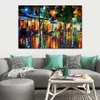 City Rhythms Wall Art on Canvas Night Shops Handcrafted Contemporary Painting for Entryway