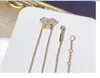 2023 lindo pingente bonito colar longo ouro fino corrente de aço inoxidável prata três cristais cristais designer colar feminino com saco de pó e caixa