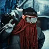 Berets Halloween roligt varumärke Knit Viking Beard Horn Hat Crazy Ski Cap Barbarian Beanie UK Party