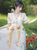 Parti Elbiseleri Sweetxue Hanfu İşlemeli ağır sanayi saçaklı boncuklu Çin tarzı retro gevşek peri moda romantik elbise vestidos