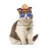 Dog Apparel 3Pcs Mini Sombrero Mexican Hats Classic Pet Sunglasses Adjustable Gold Chain Drop Delivery Home Garden Supplies Dh2Lo