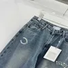 23SS FW Women's Designer jeans byxor med bokstäver pärlor pärlor flickor bomull high end milan banan varumärke vintage cowboy casual outwear denim lång rak byxor