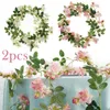 Decoratieve Bloemen 2 stuks Kunstmatige Kersenbloesem Bloem Wijnstokken Opknoping Zijden Guirlande Voor Bruiloft Tuin Home Decor Japanse Stijl