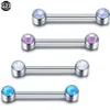 Labret Lip Piercing Jewelry 10Pcslot G23 Double Boule Langue Anneau Mamelon À Filetage Interne Barres Droites Tragus Helix Oreille Cartilage Piercings 230615