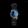 Wristwatches Enmex Individualization Special Wristwatch Canvas Creative Design Mysterious Gradient Blue Fashion Quartz Clock Men Watch