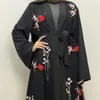 Etnische Kleding Mode Kimono Ramadan Eid Borduren Abaya Dubai Turkije Moslim Vrouwen Bescheiden Jurk Islamitische Gewaad Kaftan Femme Musulman