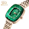 Armbandsur Wiilaa 2023 Green Diamond Style Luxury Women Quartz titta på kreativa unika damer handled för kvinnlig klocka relogio feminino