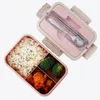 Bento Boxes Lunch Box 3 Compartiments avec Cuillère Nouilles Baguettes pour Adultes Enfants Micro-Ondable Sans BPA Anti-Fuite Récipient Alimentaire 230616