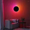 Lâmpada de parede design moderno luz led sala de estar sofá círculo rgb com controle remoto luzes coloridas para casa