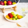 Decorative Plates dinnerware kitchen Fruit bowl with floors Luxury serving snack Table plates serve dessert trays wooden Tableware Dishes 230615