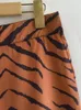 Vrouwen Broek ZXQJ Vrouwen 2023 Mode Zijzakken Animal Print Vintage Hoge Taille Rits Uitlopende Vrouwelijke Broek Mujer