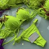 Traje de baño para mujer QINJOYER, conjunto de Bikini con cadena Sexy para mujer, traje de baño con Tanga sólido, traje de baño de dos piezas con efecto Push Up para mujer 2023