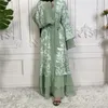 Ubranie etniczne Otwarcie Abaya Dubai Kobiet Muzułmańska Drukuj Ramadan Chifon Kaftan Kimono Islam Sash Long Robe Jilbab Khimar Abayas 2023