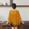 Scarves Autumn Winter Crochet Shawl Scarf Women Holow Out Knitted Triangular Poncho Pashmina With Tassel