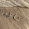 Anhänger Halsketten 2 Schicht Mond Ncklace Silber Farbe Einfache Persönlichkeit Kristalle Nette Student Schlüsselbein Kette Für Moderne Weibliche Geschenke