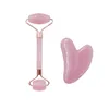 Massaggio Rullo viso in resina Rulli facciali Gua Sha rosa Raschietto per occhi più sottile Strumento di bellezza per la cura della pelle cosmetica con confezione regalo